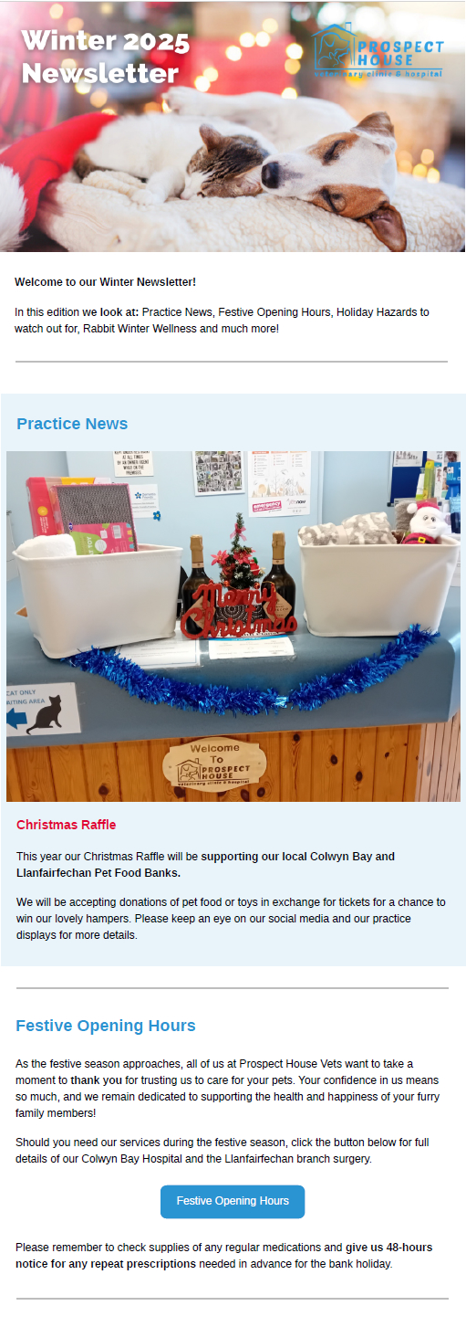 Winter Newsletter Prospect House Vets