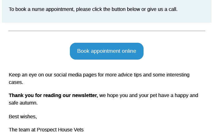 Autumn Newsletter Prospect House Vets